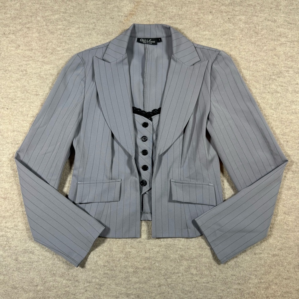 White House Black Market Gray Striped Blazer